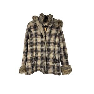 Woolrich Plaid Fur Lined Coat